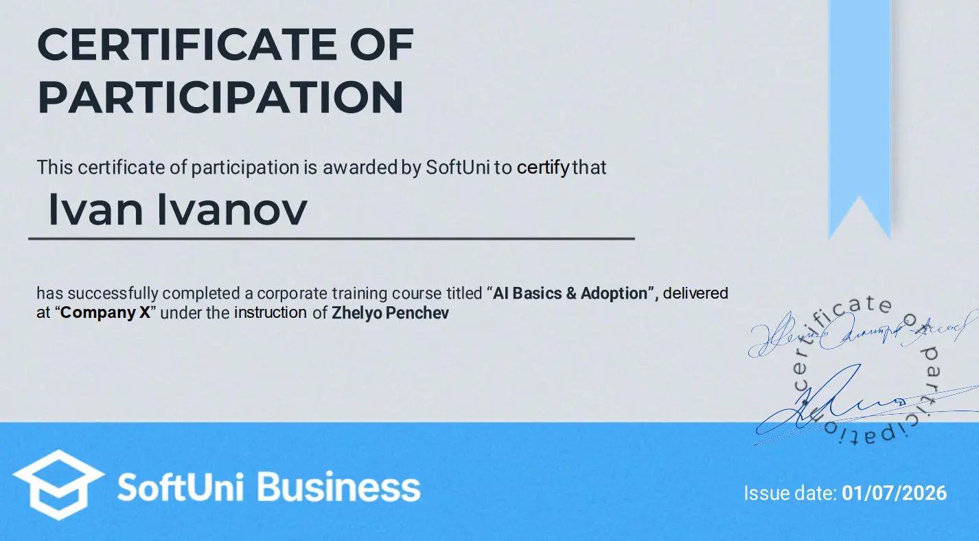 SoftUni Business Certificate of Participation
